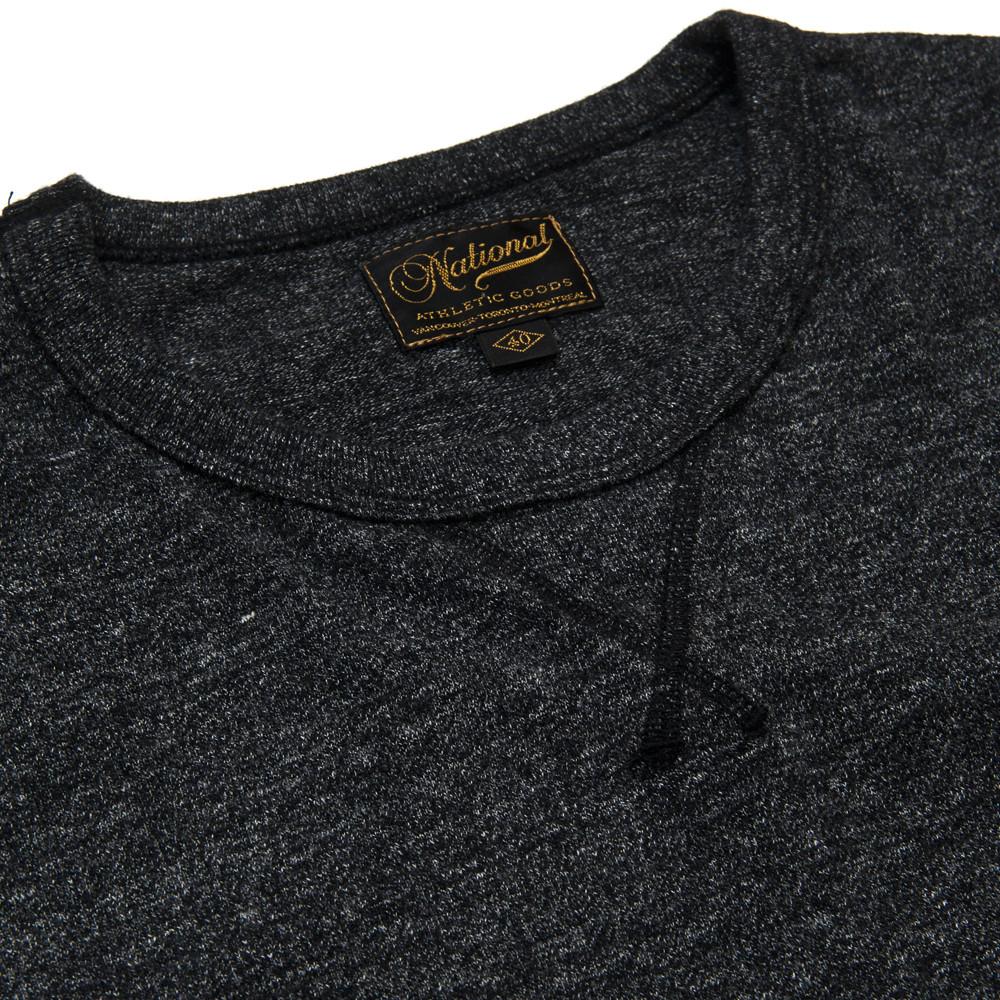National Athletic Goods Long Sleeve Gym Tee Black Heather at shoplostfound in Toronto, collar