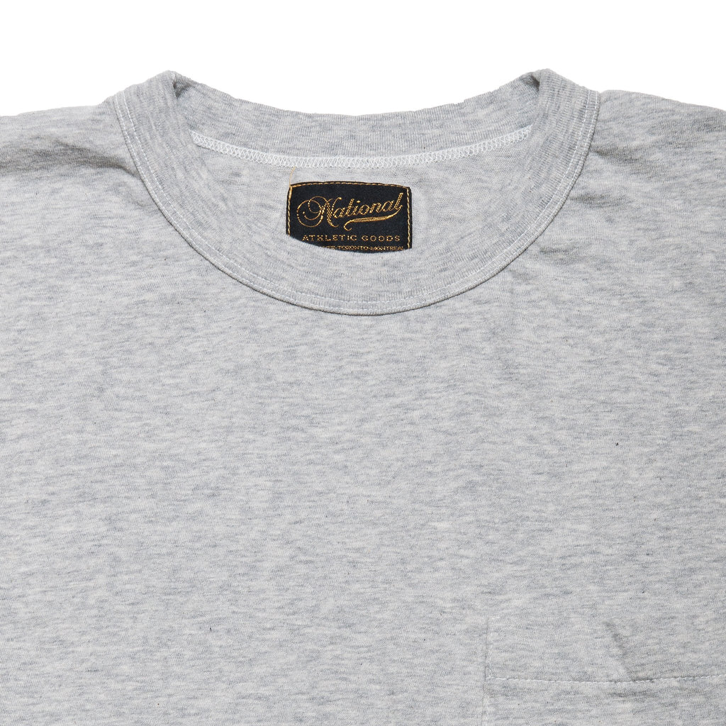 National Athletic Goods Pocket Tee Ash Grey at shoplostfound, neck