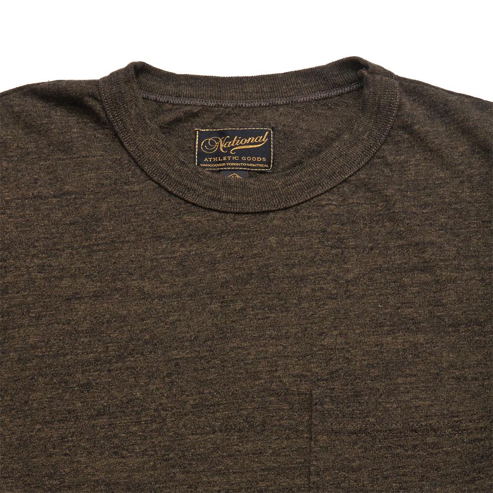 National Athletic Goods Pocket Tee Olive at shoplostfound, neck