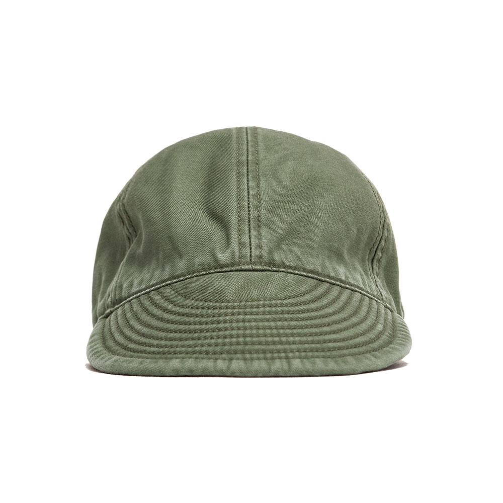 Nigel Cabourn ACC-50 Mechanics Cap Satin/Nylon Green at shoplostfound, front