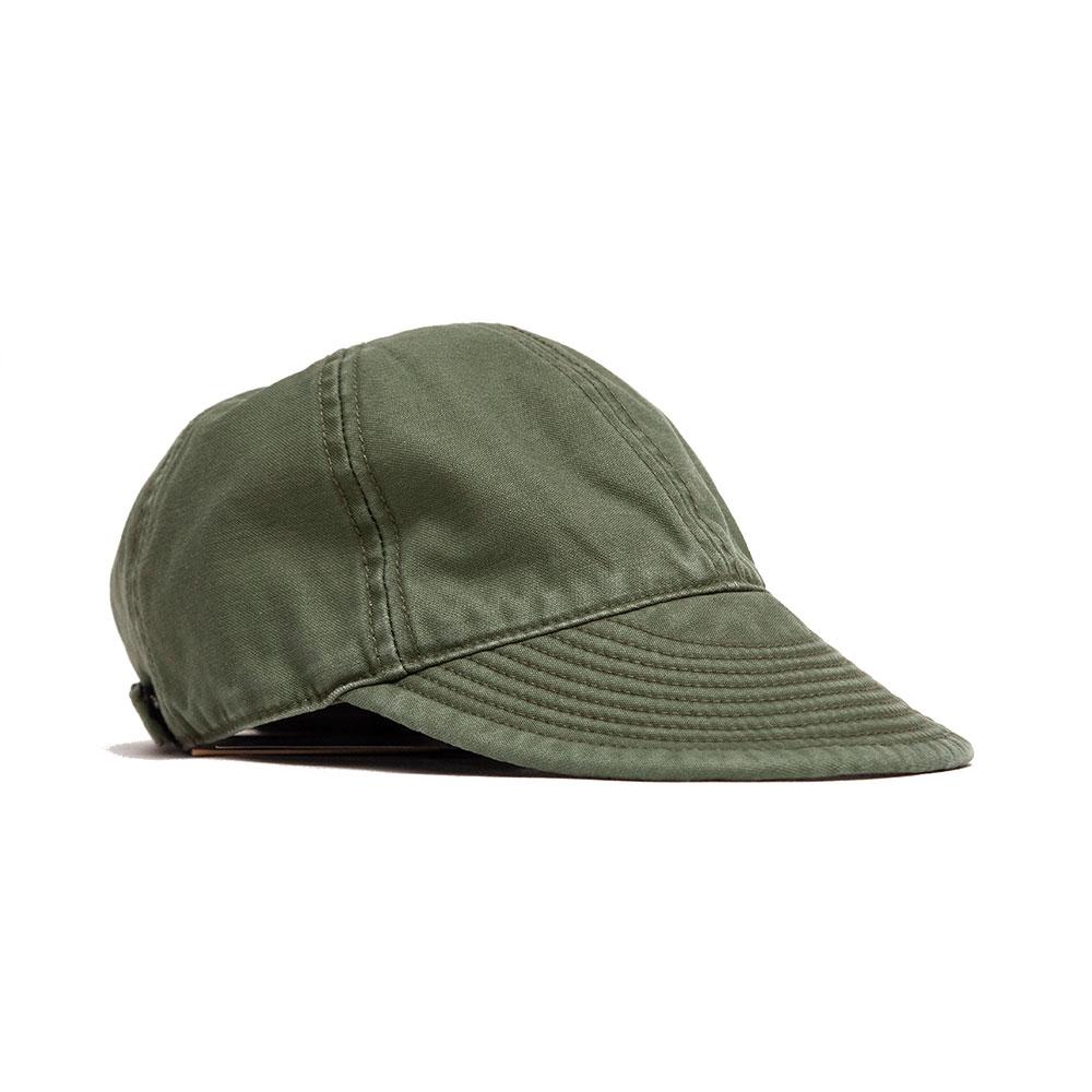 Nigel Cabourn ACC-50 Mechanics Cap Satin/Nylon Green at shoplostfound, 45