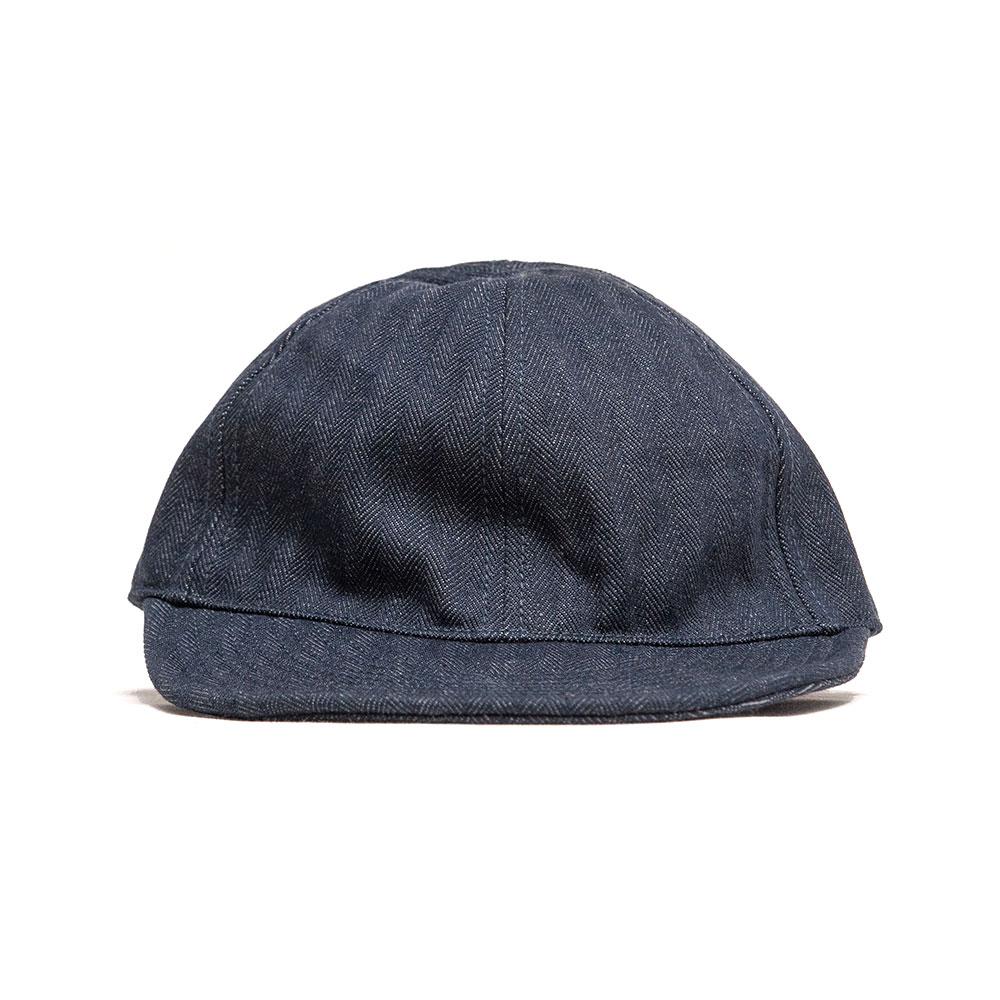 Nigel Cabourn ACC-53 Mechanics Cap Herringbone Dark Navy at shoplostfound, front