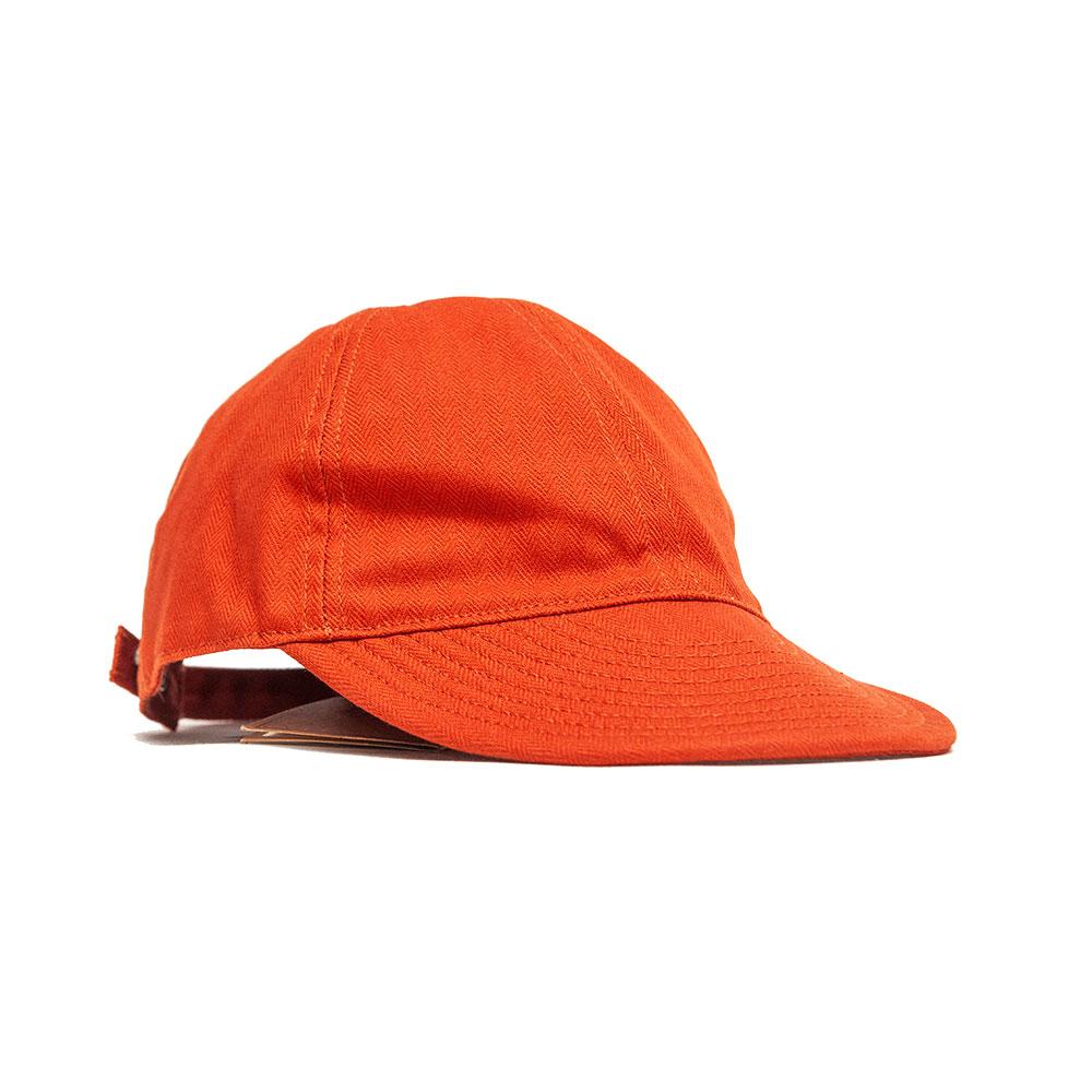 Nigel Cabourn ACC-53 Mechanics Cap Herringbone Dark Orange at shoplostfound, 45