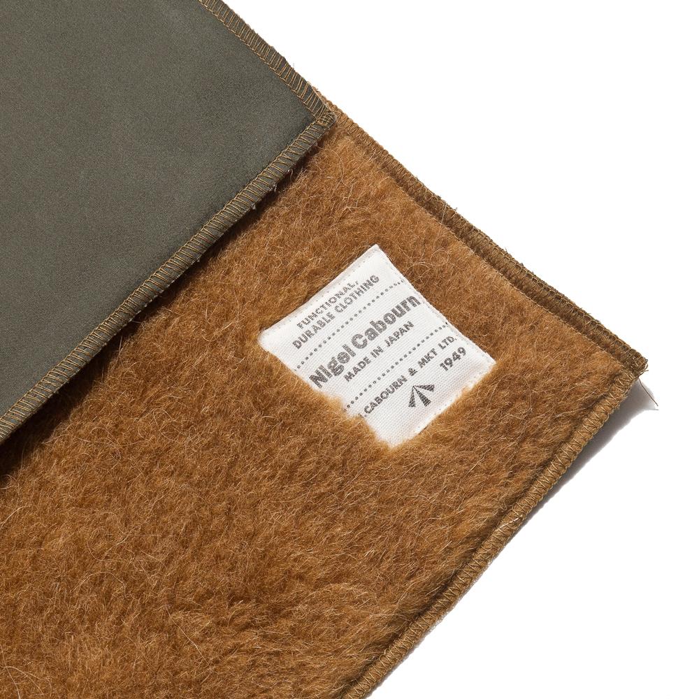 Nigel Cabourn Alpaca Wool Stole Olive at shoplostfound, tag