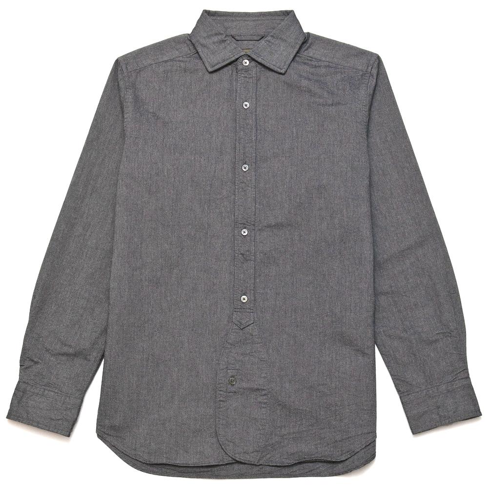 Nigel Cabourn British Officer Shirt Dark Navy at shoplostfound, front