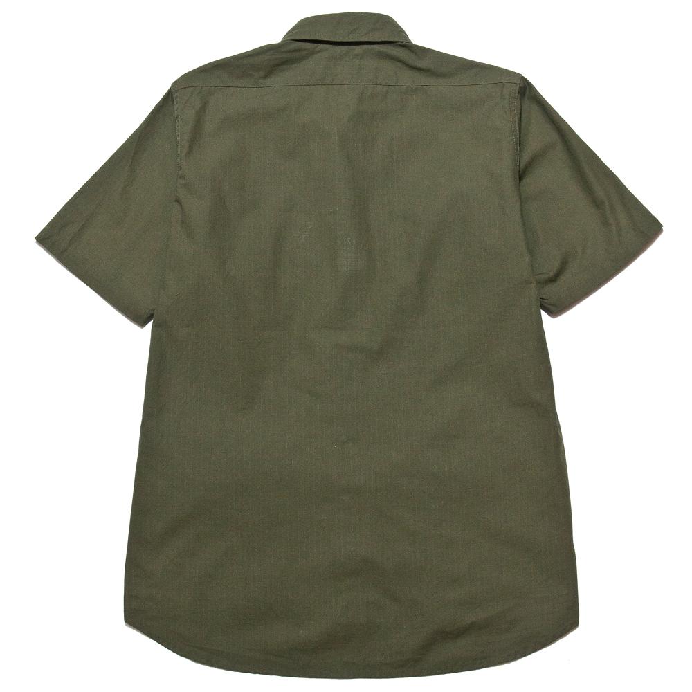 Nigel Cabourn Fatigue Shirt S/S Olive at shoplostfound, back