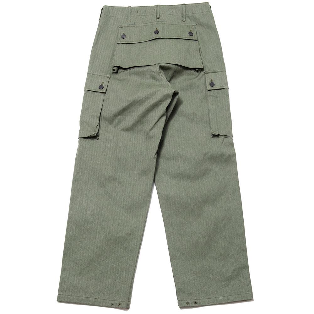 Nigel Cabourn Monkey Pant Olive Herringbone at shoplostfound, back