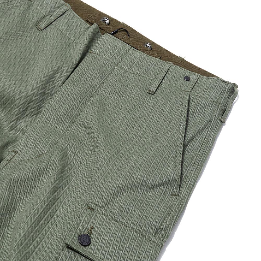 Nigel Cabourn Monkey Pant Olive Herringbone at shoplostfound, pocket