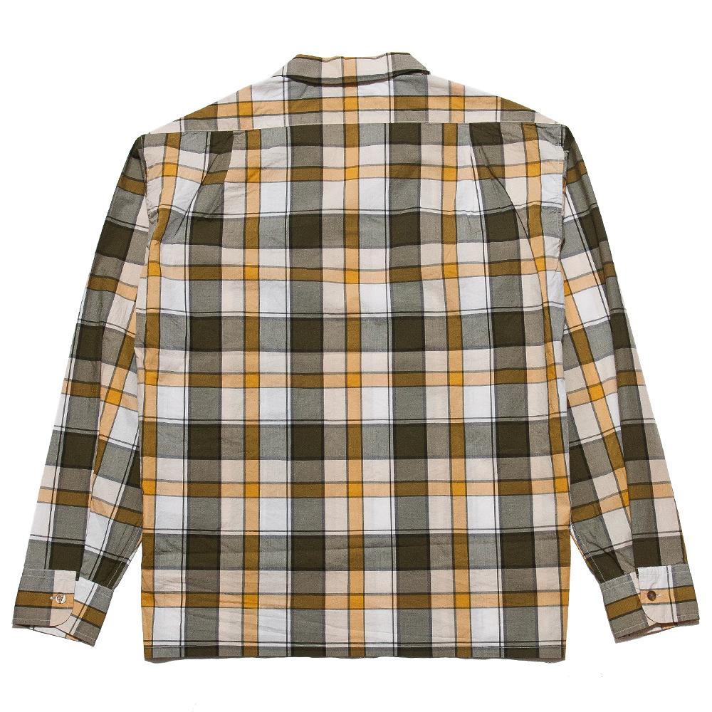 Nigel Cabourn Open Collared Shirt L/S Olive at shoplostfound, back