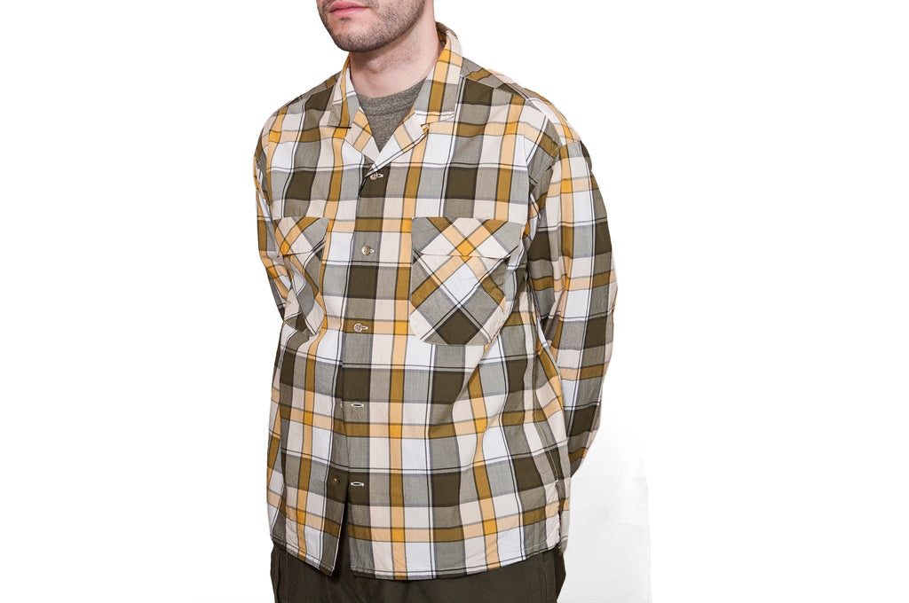 Nigel Cabourn Open Collared Shirt L/S Olive at shoplostfound, Holden