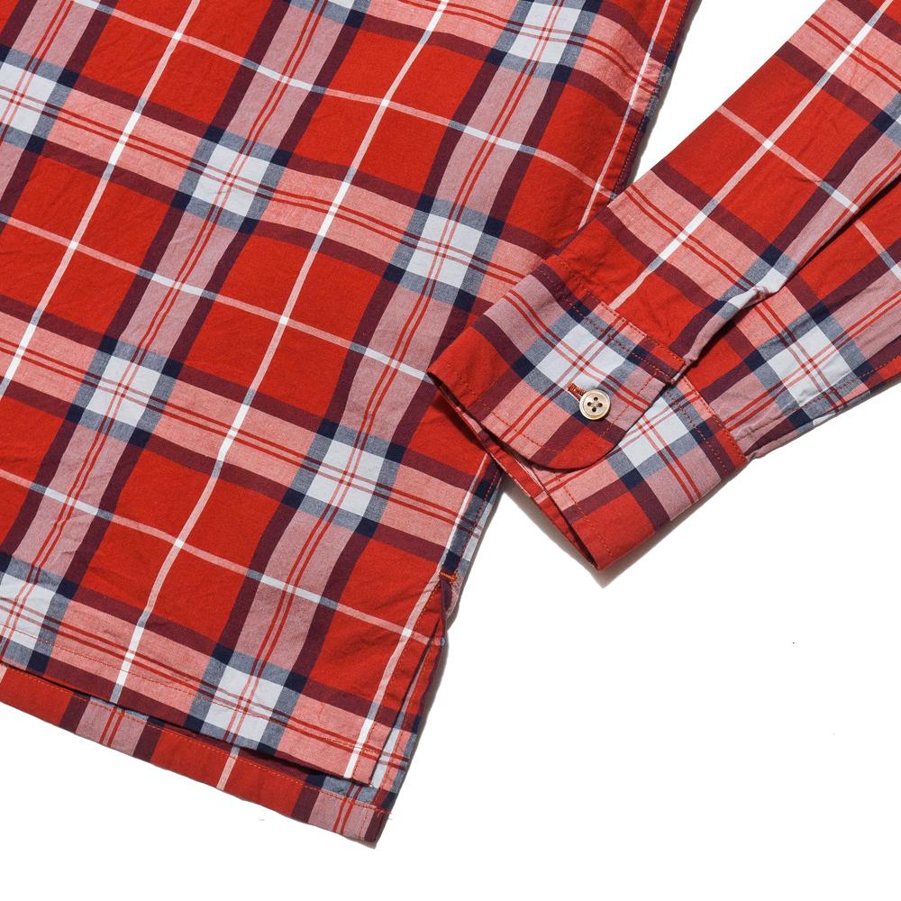 Nigel Cabourn Open Collared Shirt L/S Red at shoplostfound, cuff