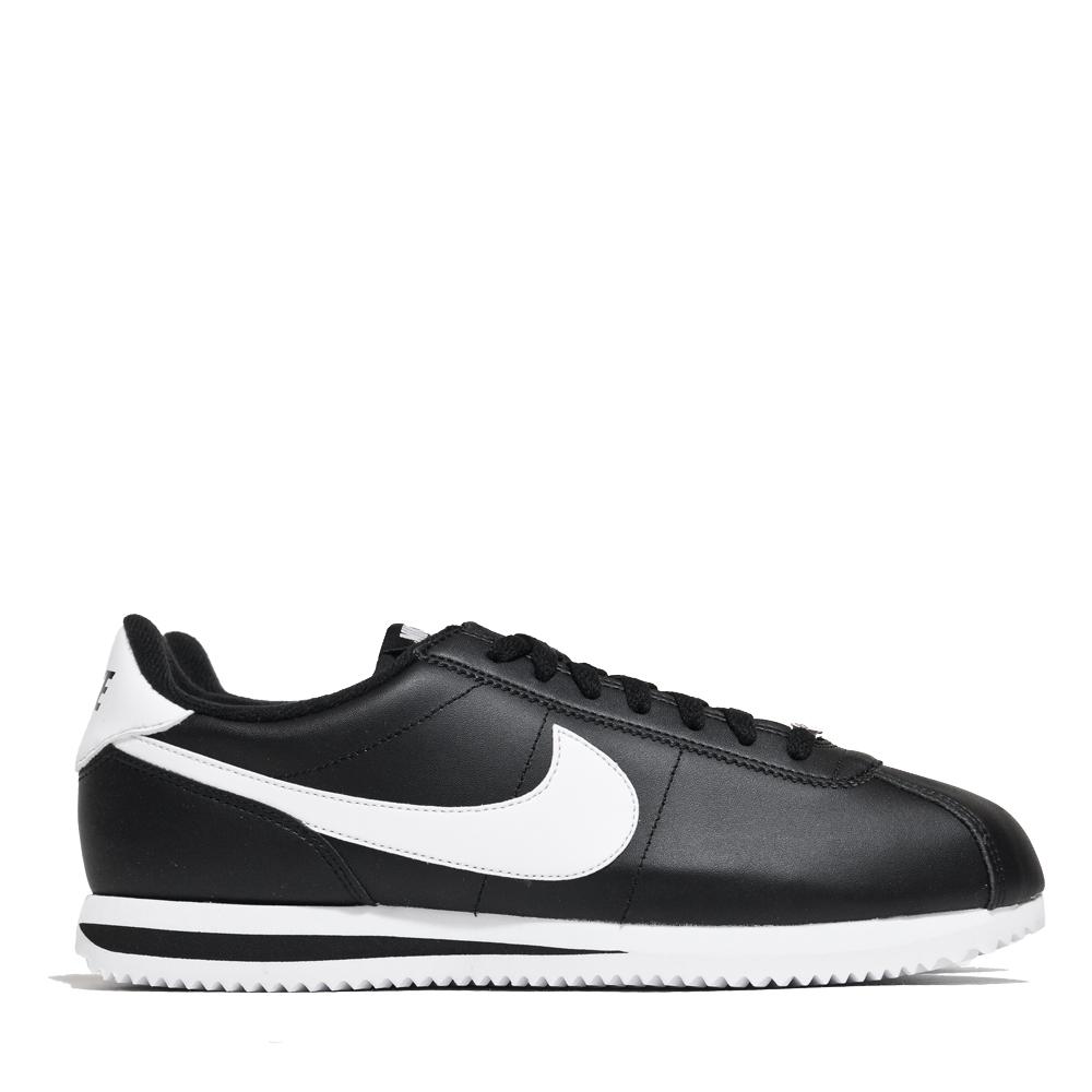 Nike Cortez Basic Leather Black/White at shoplostfound, side