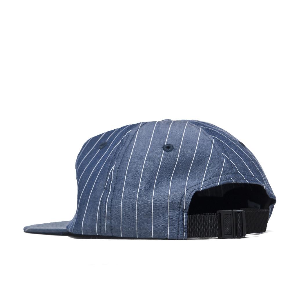 Norse Projects 6 Panel Fine Stripe Flat Cap Navy at shoplostfound, back