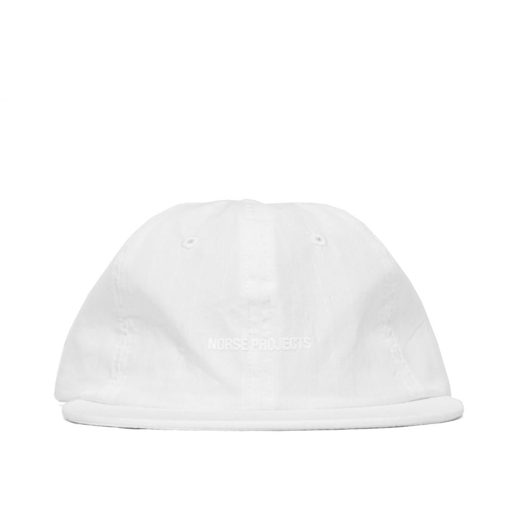 Norse Projects 6 Panel Fine Stripe Flat Cap White at shoplostfound, front