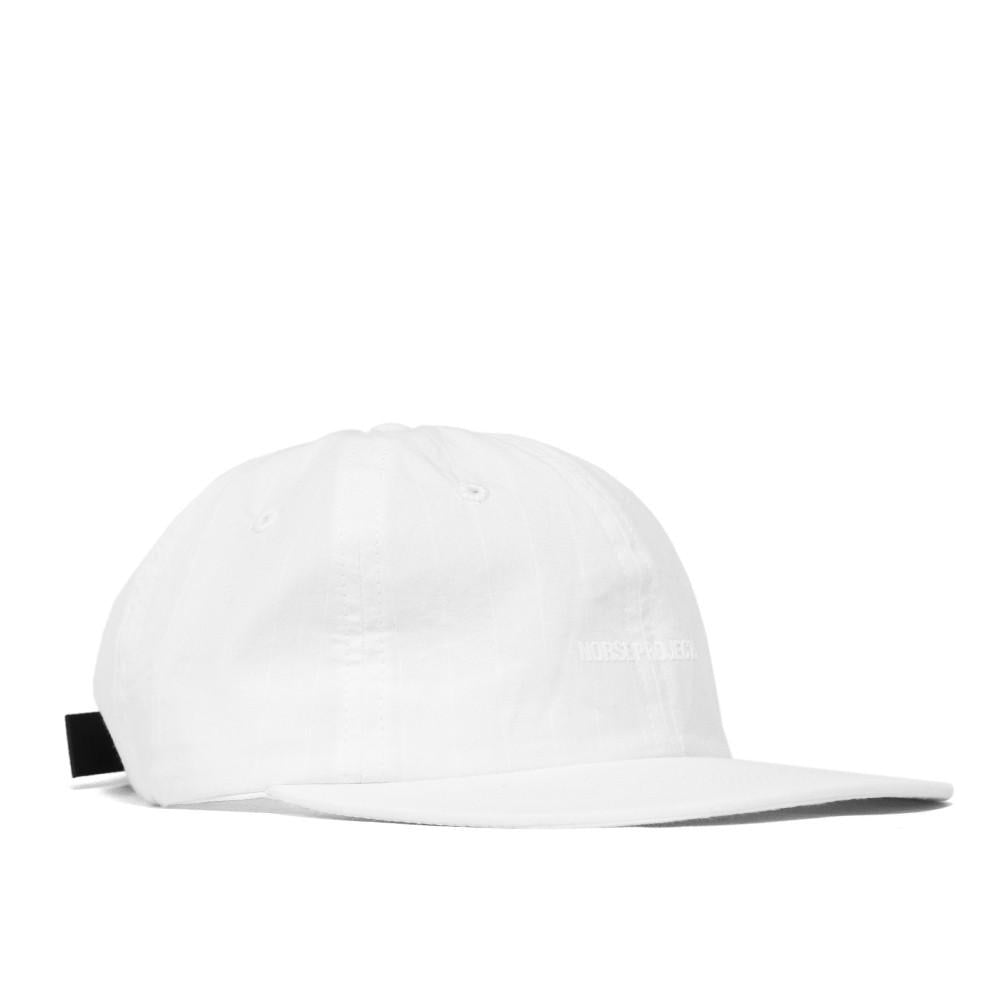 Norse Projects 6 Panel Fine Stripe Flat Cap White at shoplostfound, 45