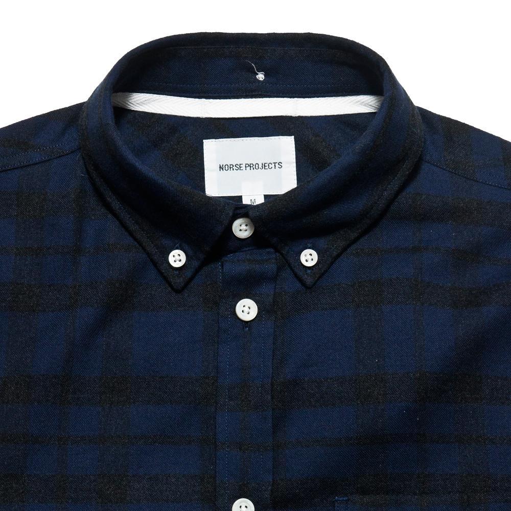 Norse Projects Anton Check Charcoal at shoplostfound, neck