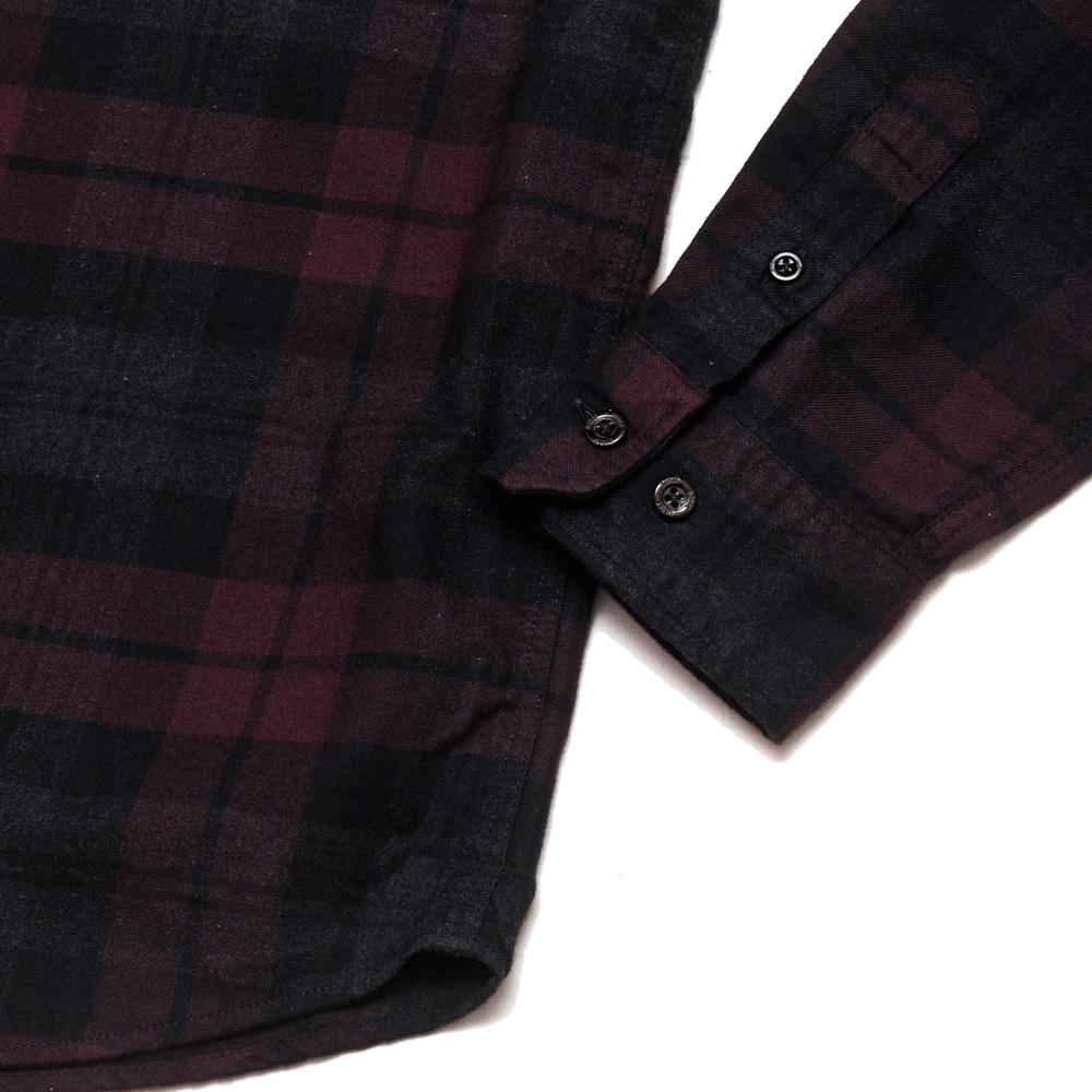 Norse Projects Anton Flannel Check Eggplant Brown at shoplostfound, cuff