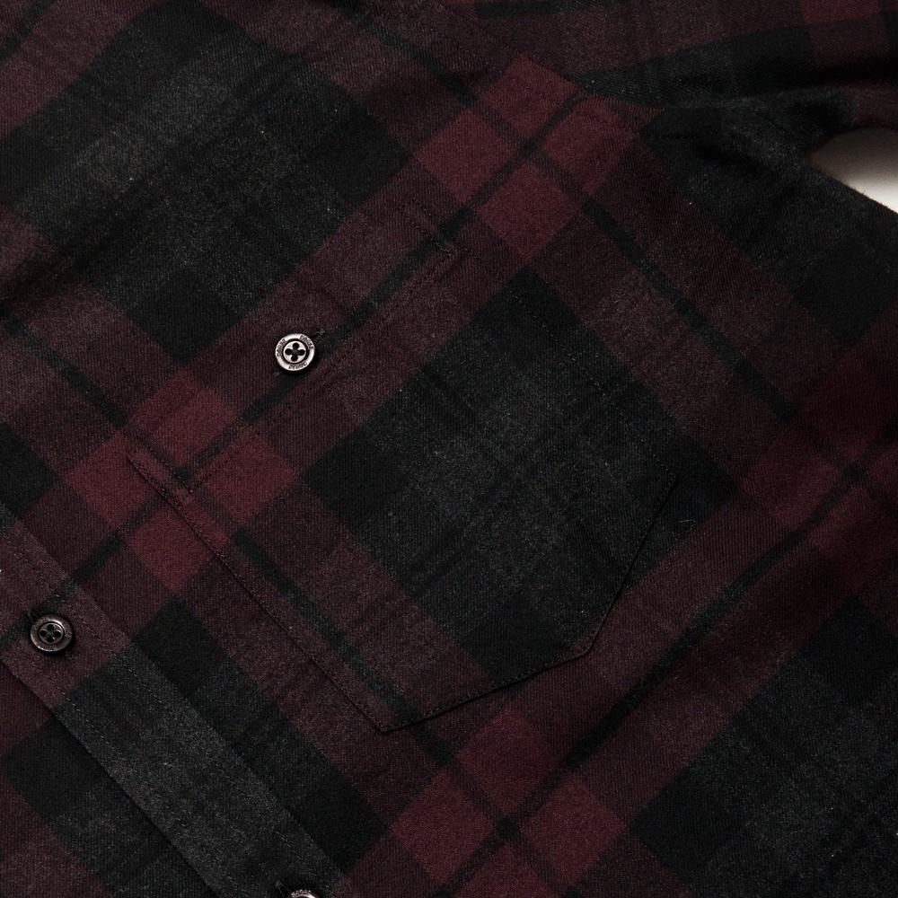 Norse Projects Anton Flannel Check Eggplant Brown at shoplostfound, pocket