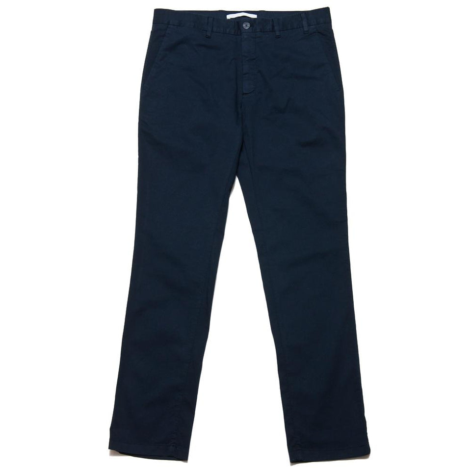 Norse Projects Aros Slim Light Stretch Utility Dark Navy at shoplostfound, front