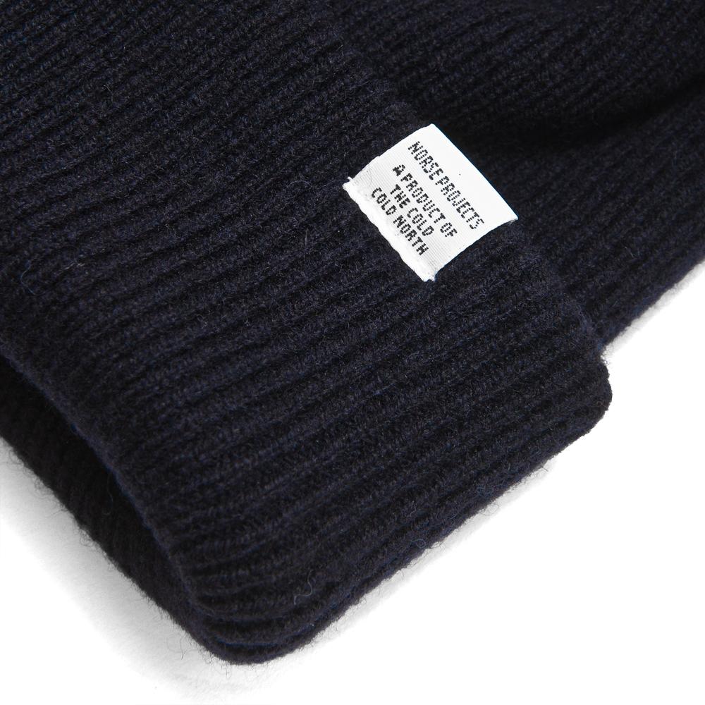 Norse Projects Beanie Dark Navy at shoplostfound, tag