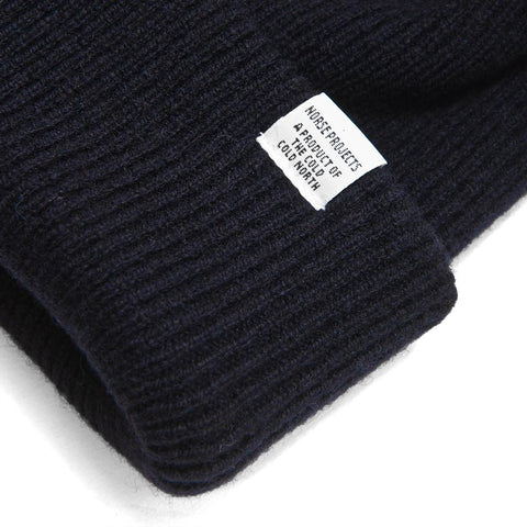 Norse Projects Beanie Dark Navy at shoplostfound, front
