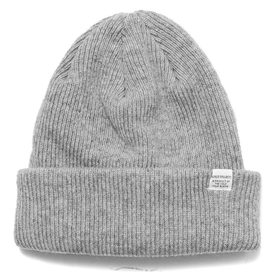 Norse Projects Beanie Light Grey Melange at shoplostfound, front