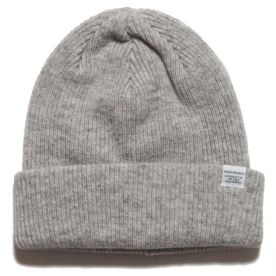Norse Projects Beanie Light Grey Melange at shoplostfound, front