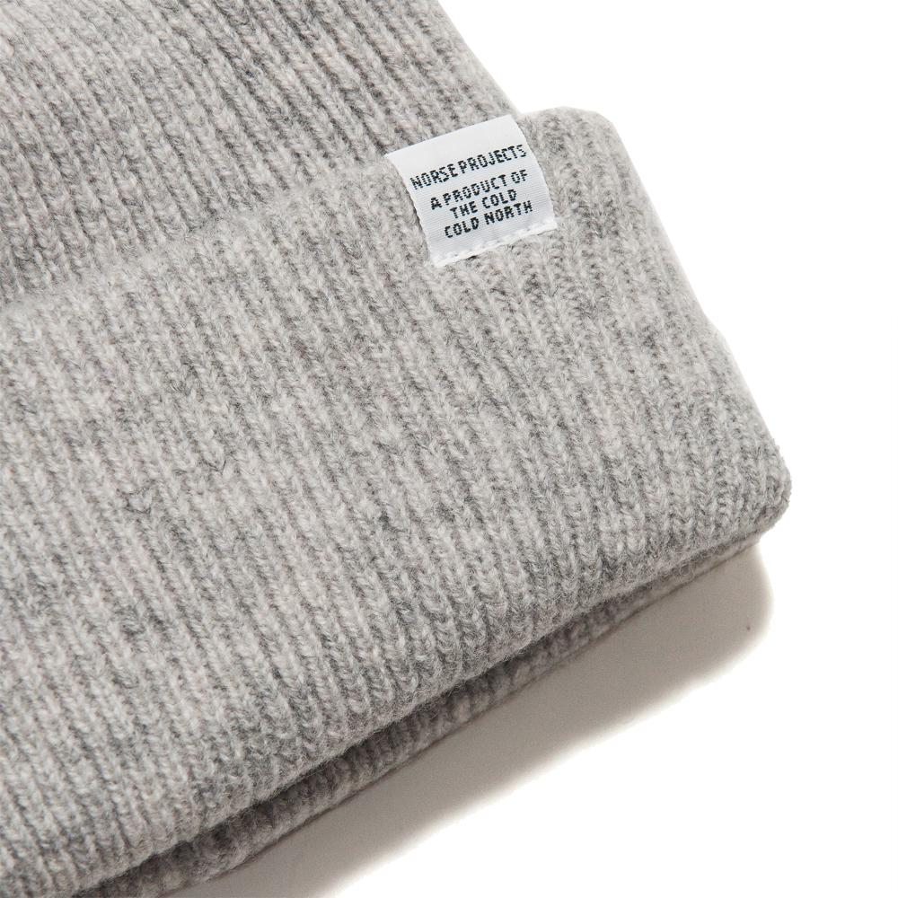 Norse Projects Beanie Light Grey Melange at shoplostfound, tag