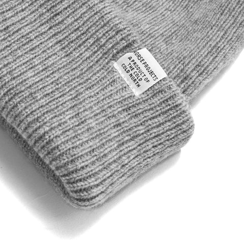 Norse Projects Beanie Light Grey Melange at shoplostfound, front