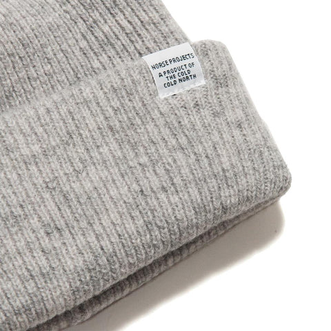 Norse Projects Beanie Light Grey Melange at shoplostfound, front