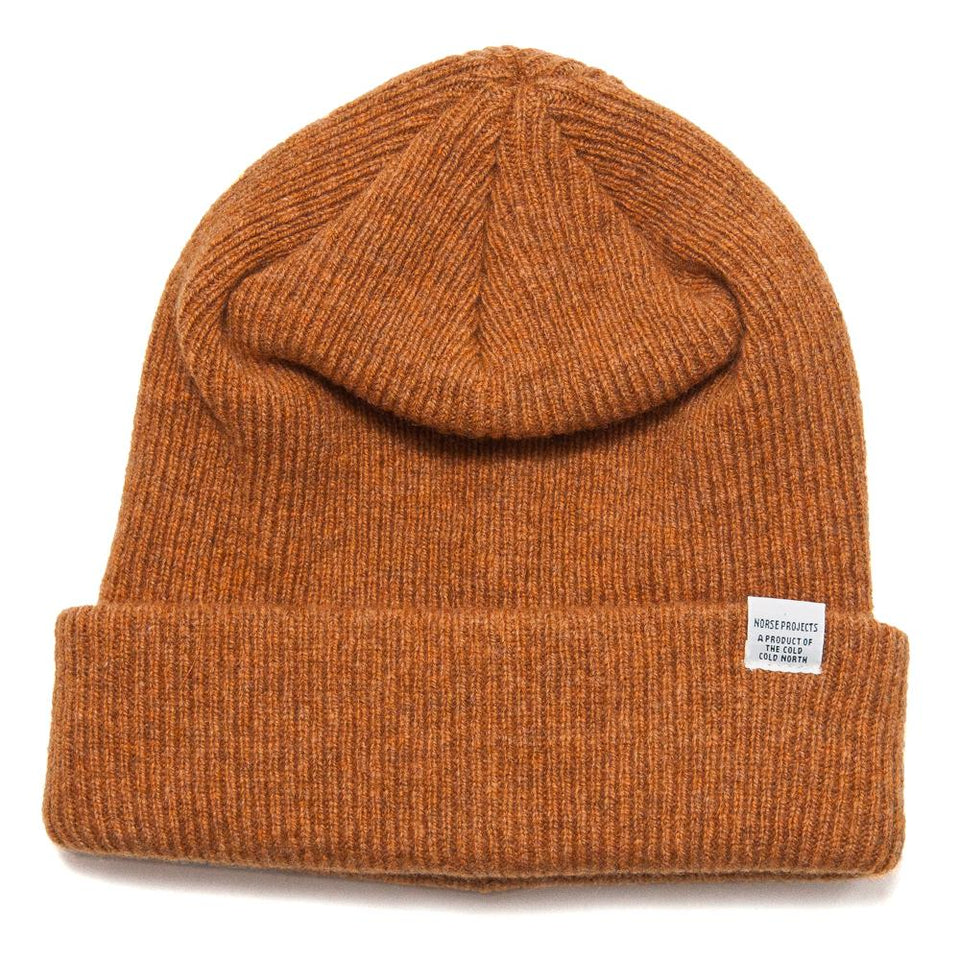 Norse Projects Beanie Mustard Yellow at shoplostfound, front