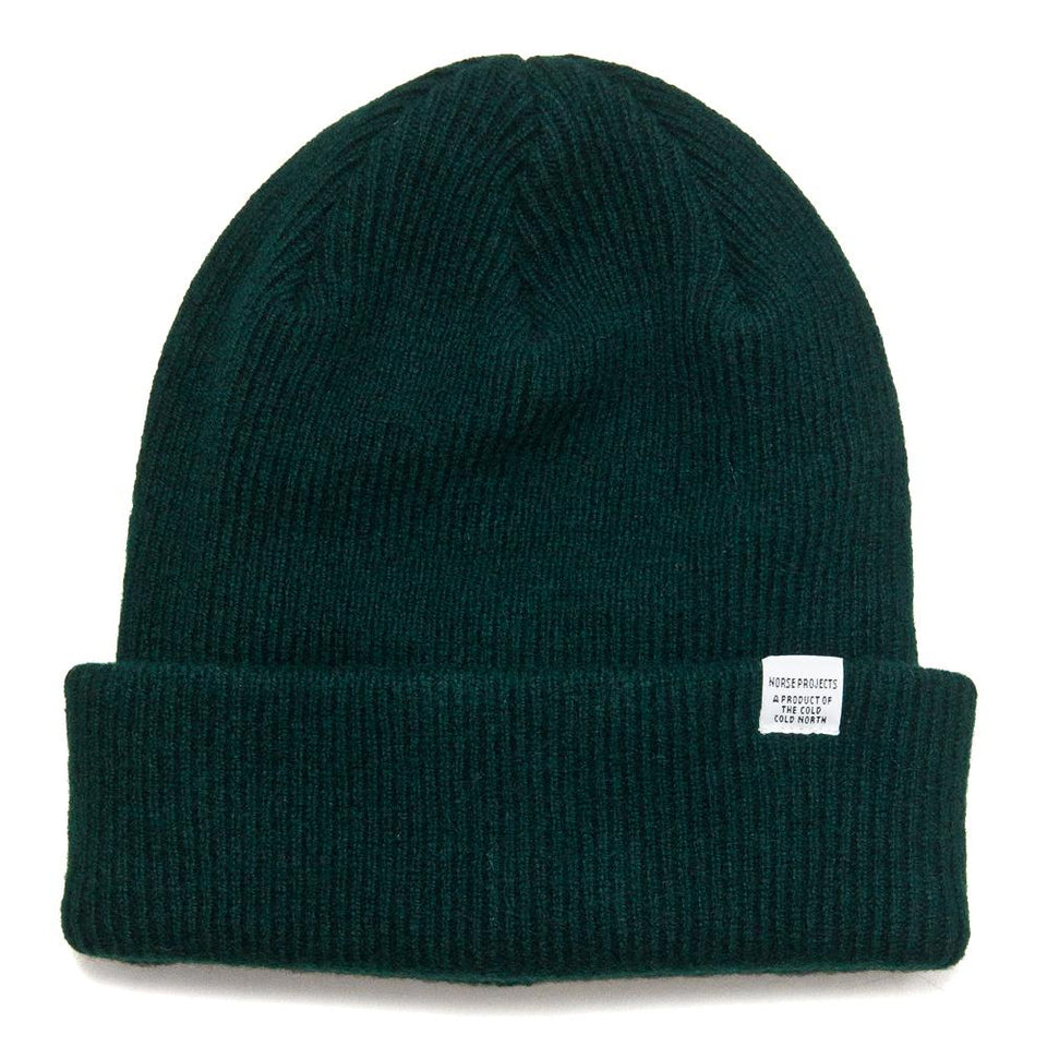 Norse Projects Beanie Quartz Green at shoplostfound, front