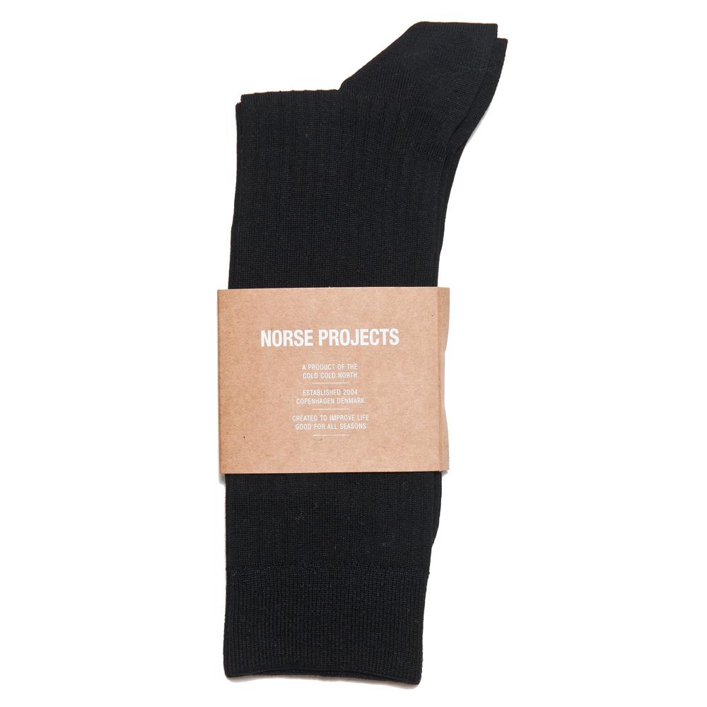 Norse Projects Bjarki Mercerized Rib Black at shoplostfound, front