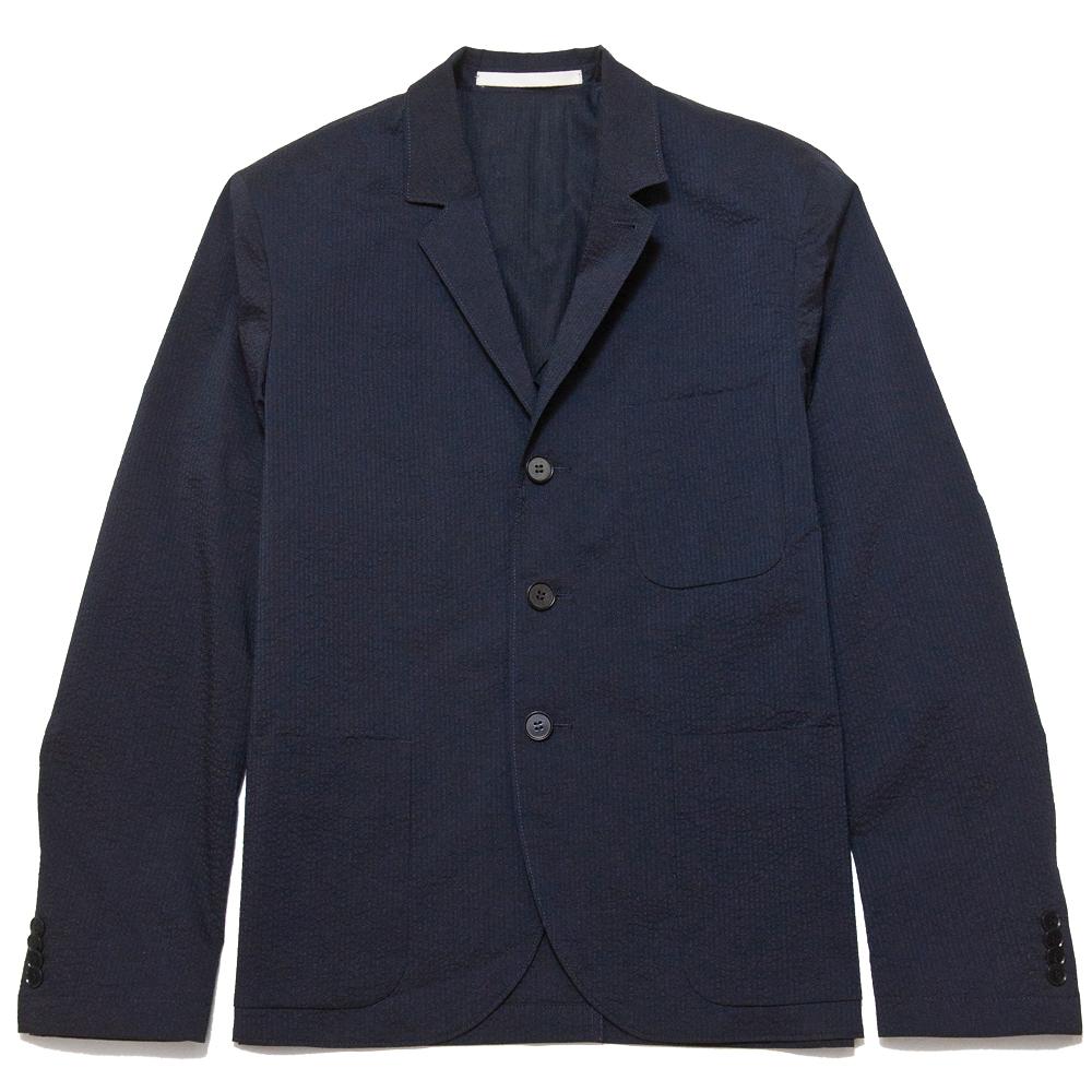 Norse Projects Boras Seersucker Dark Navy at shoplostfound, front