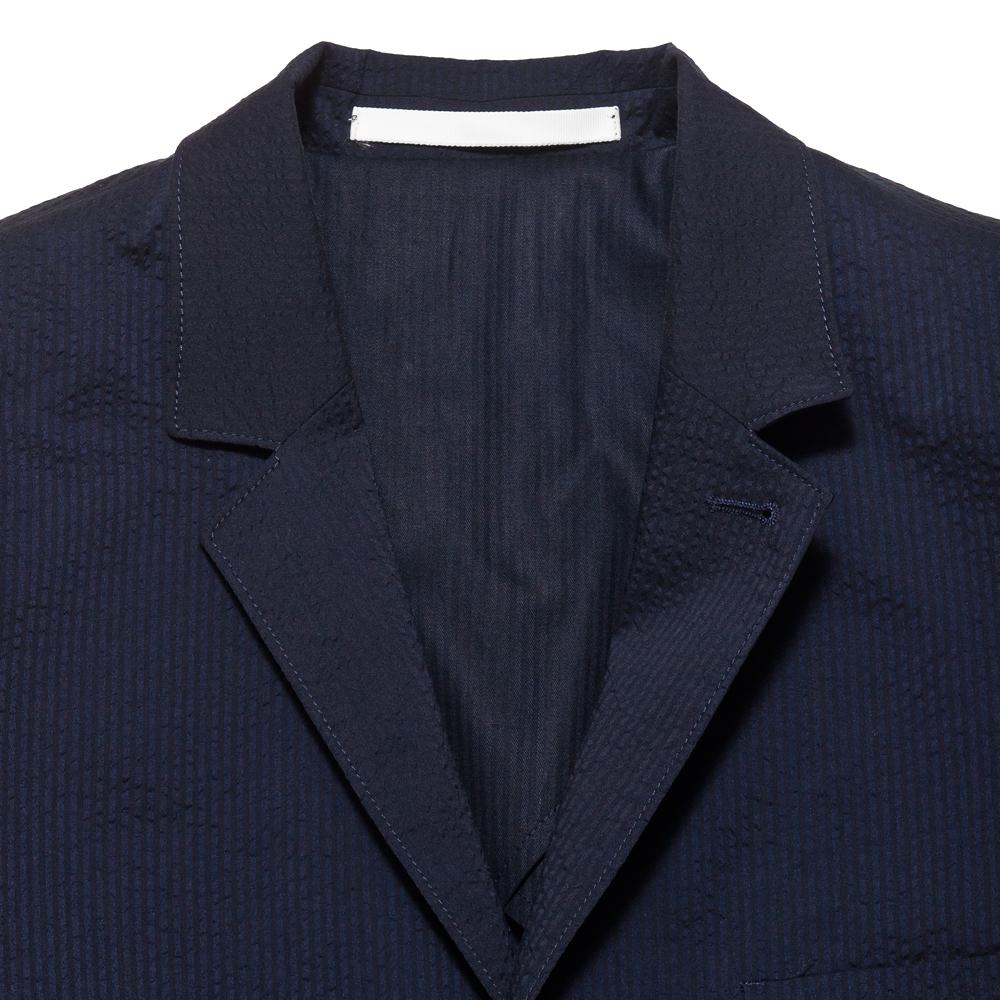 Norse Projects Boras Seersucker Dark Navy at shoplostfound, neck