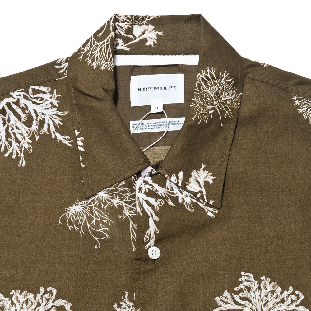 Norse Projects Carsten Print Kelp Green at shoplostfound, neck