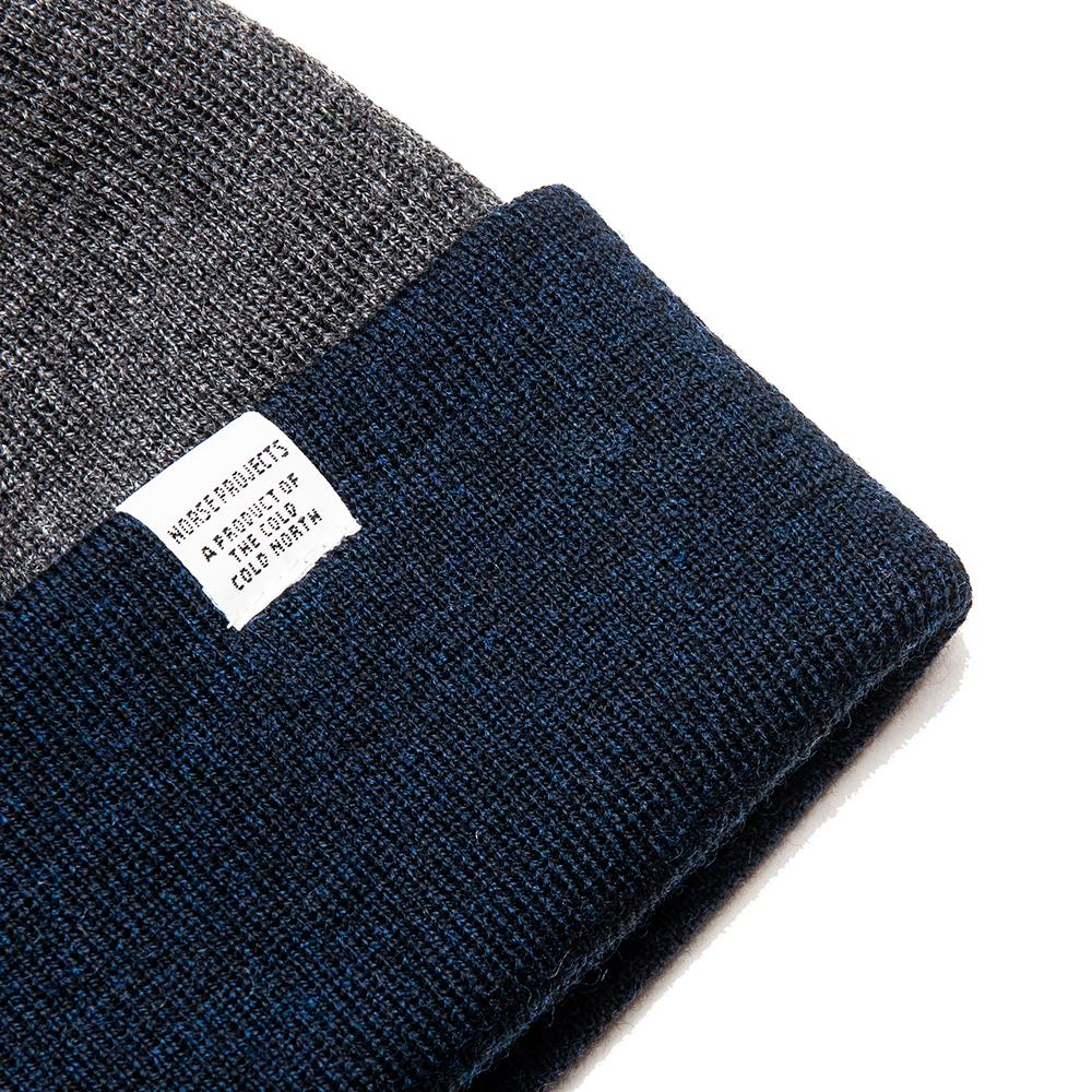 Norse Projects Colour Block Beanie Dark Navy at shoplostfound, detail