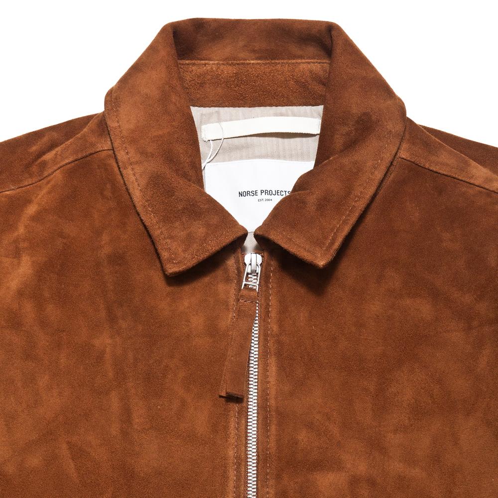 Norse Projects Elliot Suede Zircon Brown at shoplostfound, collar