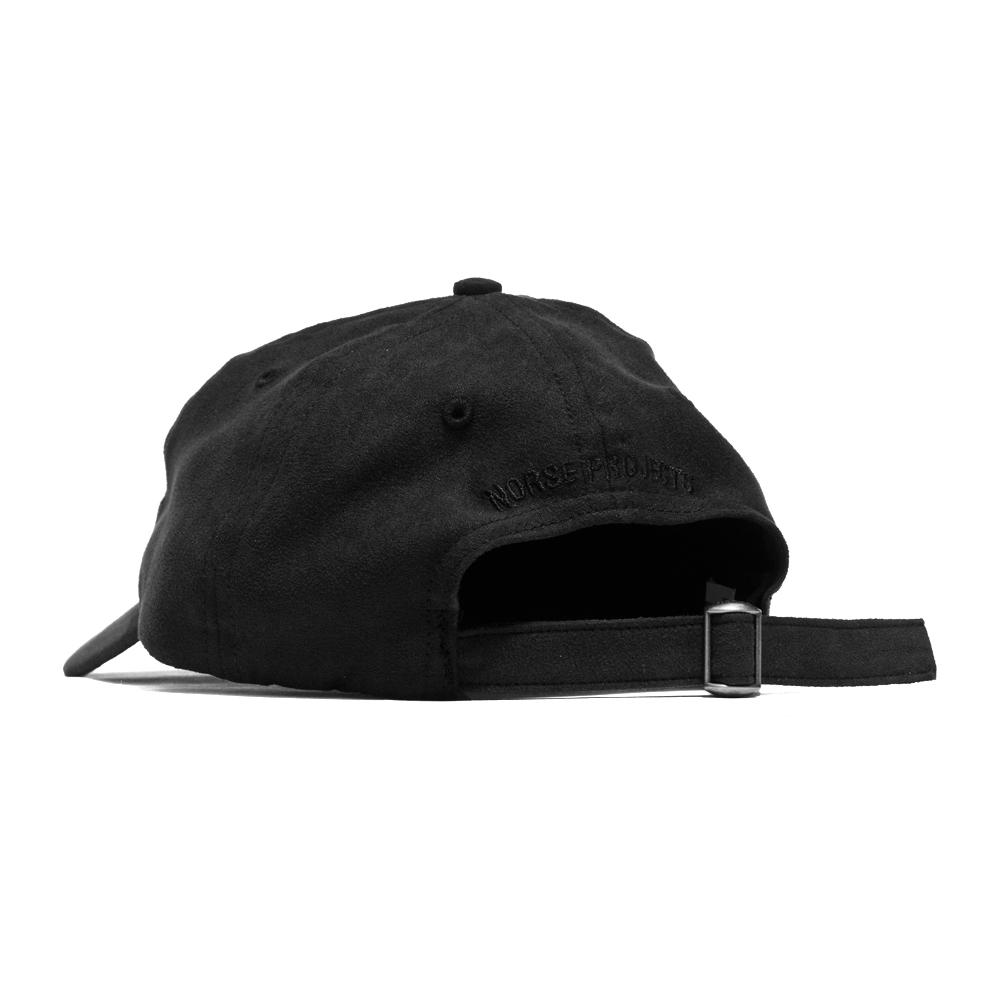 Norse Projects Fake Suede Sports Cap Black at shoplostfound, back