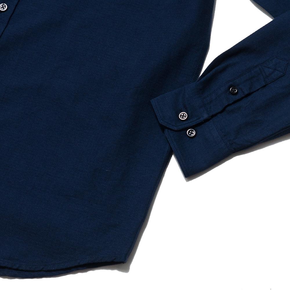 Norse Projects Hans Collarless Oxford Dark Navy at shoplostfound, cuff