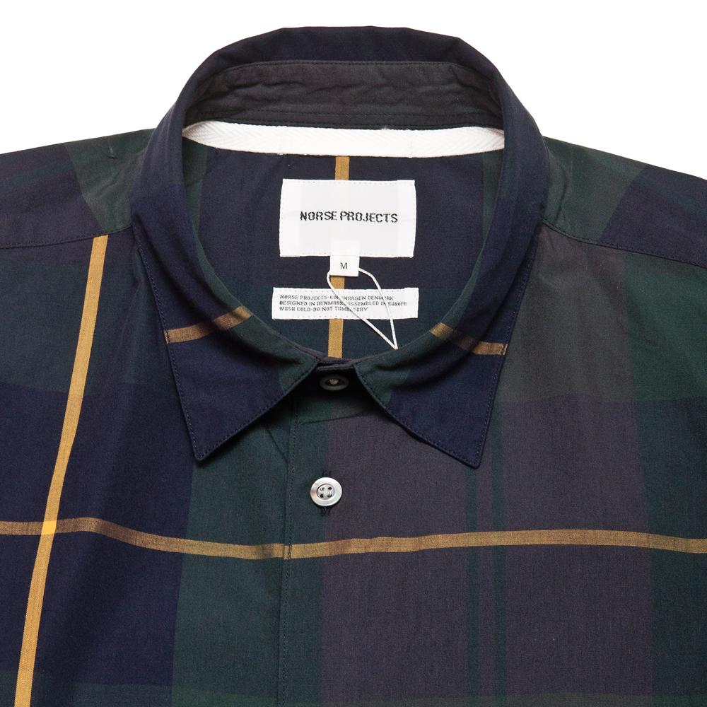 Norse Projects Hans Dry Touch Overcheck Dark Navy at shoplostfound, neck