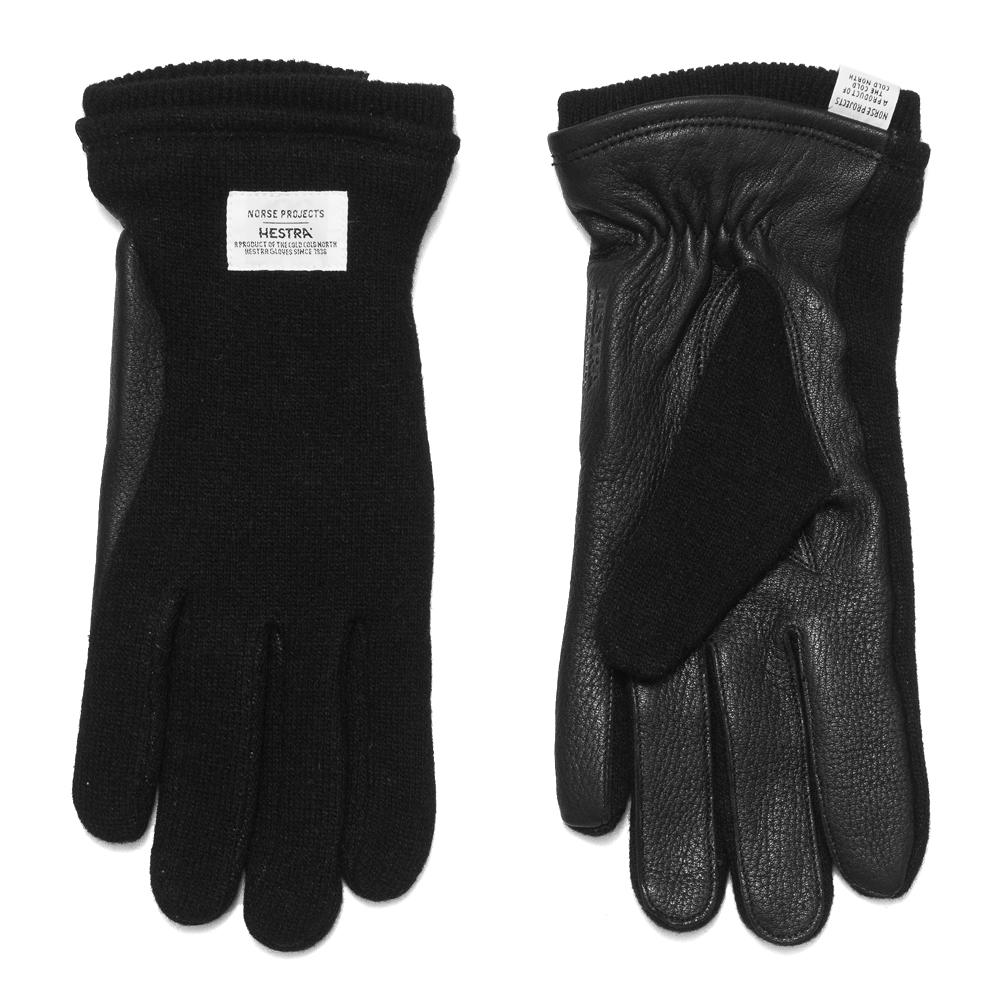 Norse Projects Hestra Svante Black Gloves at shoplostfound, front