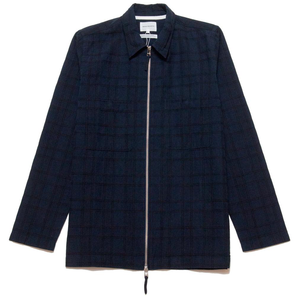 Norse Projects Jens Seersucker Check Dark Navy at shoplostfound, front