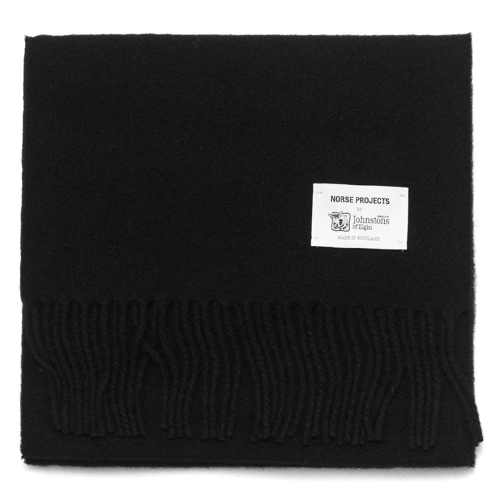 Norse Projects Johnstons Wool Scarf Black at shoplostfound, top