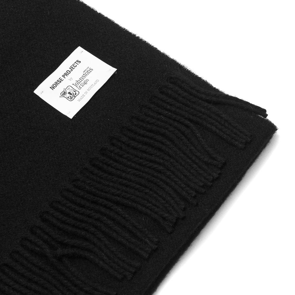 Norse Projects Johnstons Wool Scarf Black at shoplostfound, tag