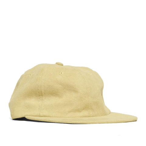 Norse Projects Light Faux Suede Flat Cap Edge Yellow at shoplostfound, front
