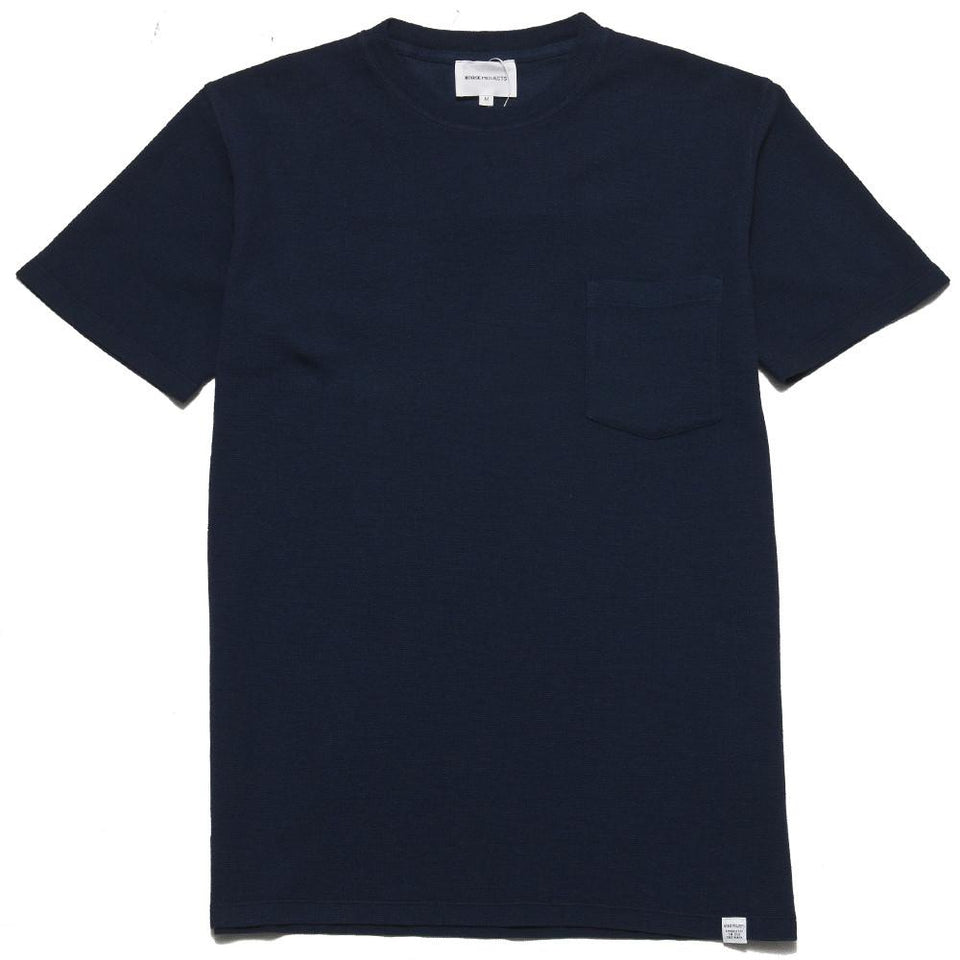 Norse Projects Niels Garment Dye Pique Kit Navy at shoplostfound, front