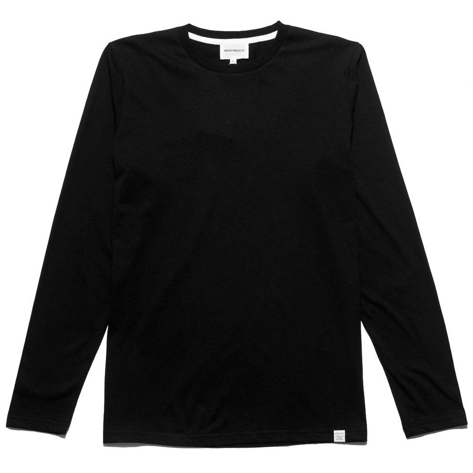 Norse Projects Niels Standard Long Sleeve Black at shoplostfound, front
