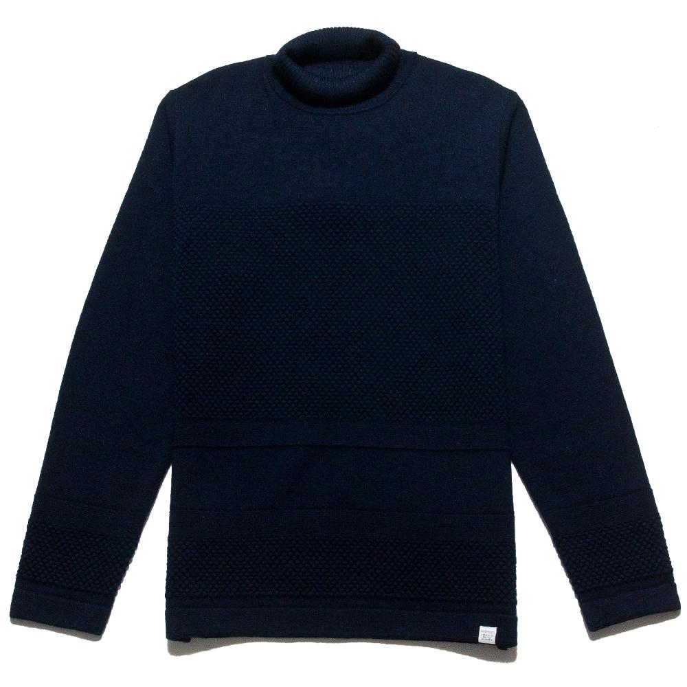 Norse Projects Skagen Roll Neck Wool Dark Navy at shoplostfound, front