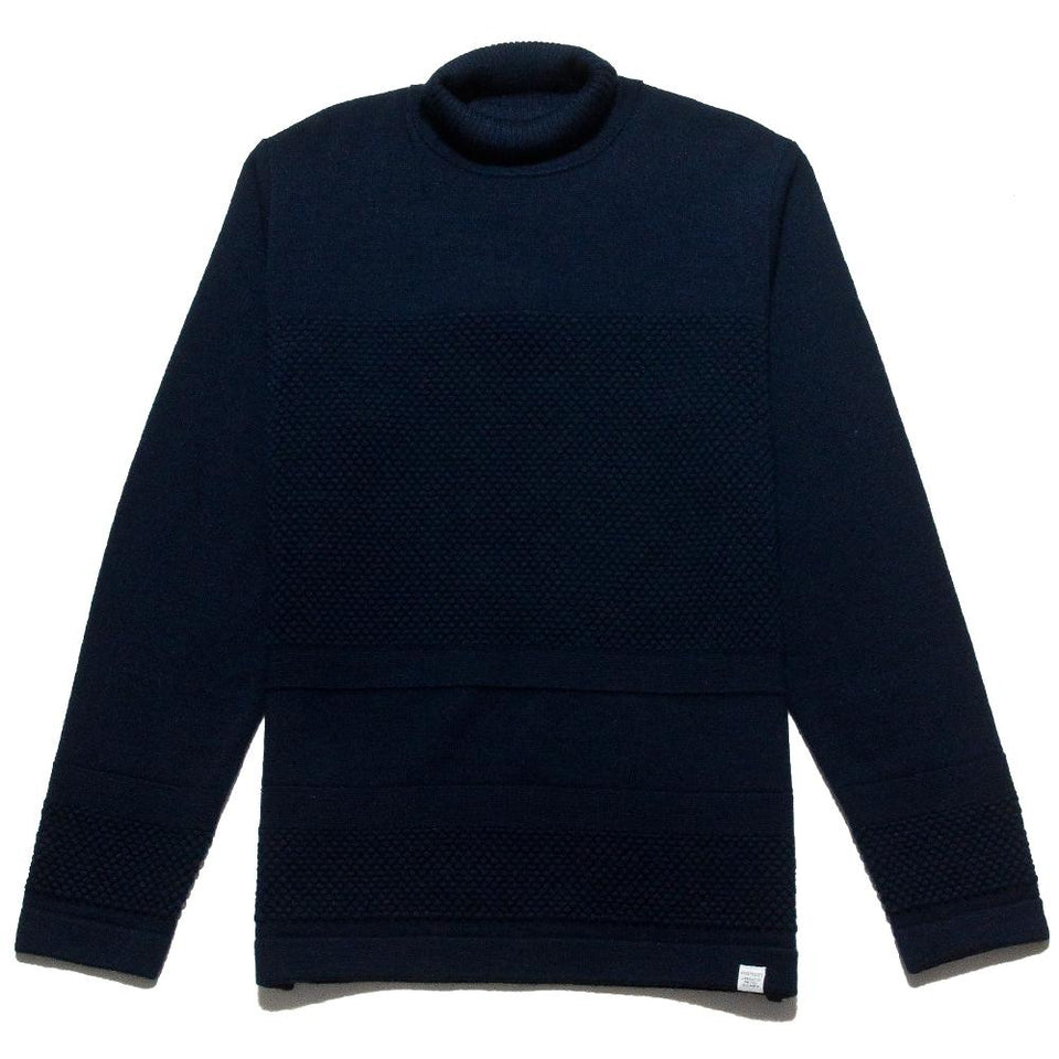 Norse Projects Skagen Roll Neck Wool Dark Navy at shoplostfound, front